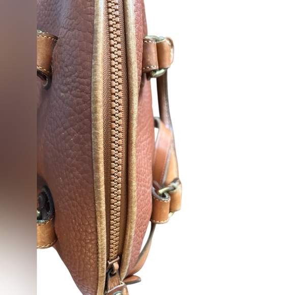Vintage Dooney & Bourke All Weather Leather Norfolk Shoulder Bag /Satchel Tan - Picture 6 of 12